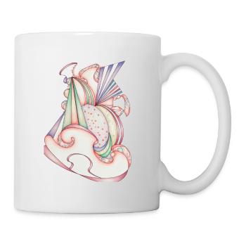 Pastellwellen Fantasiemuster - Tasse - Weiß - Rechts
