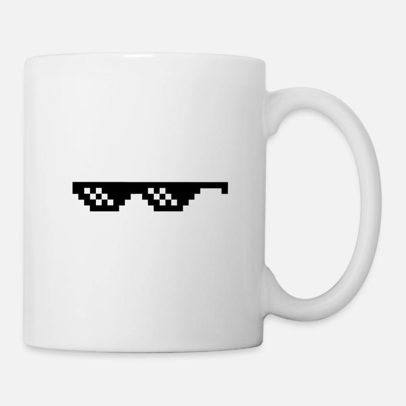 thug lunettes gangster cool cadeau pixel lunette - Mug blanc - blanc