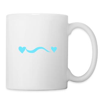 Ligne bleue Deux cœurs Coeur rose - Mug blanc - blanc - Droite