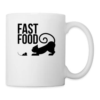 restauration rapide - chat avec la souris - Mug blanc - blanc - Droite