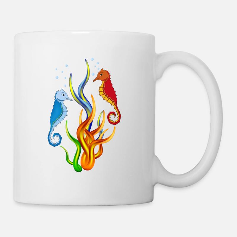Seepferdchen mit Algen - Tasse - Weiß