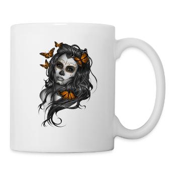 Tag der Toten Zucker Schädel Mädchen - Tasse - Weiß - Rechts