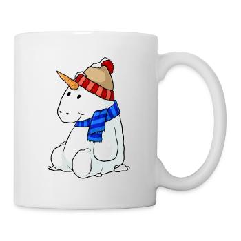 dessin animé licorne bonhomme de neige - Mug blanc - blanc - Droite