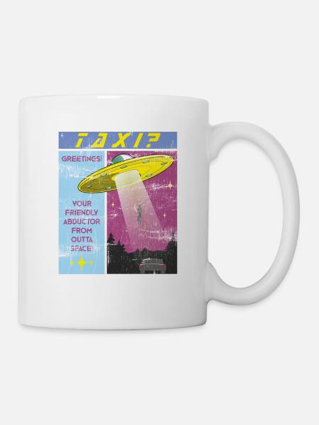 Alien taxi? Funny hijacker from space - Mug - white