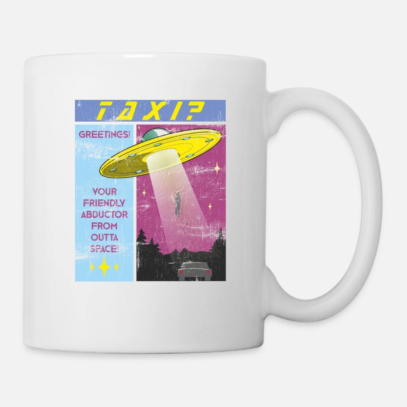 Alien taxi? Funny hijacker from space - Mug - white