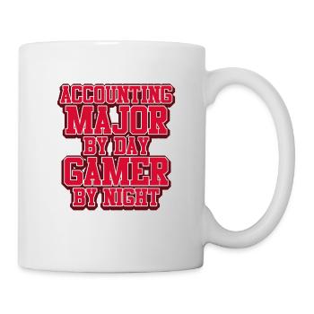 Comptabilité majeure par jour Gamer By Night - Mug blanc - blanc - Droite