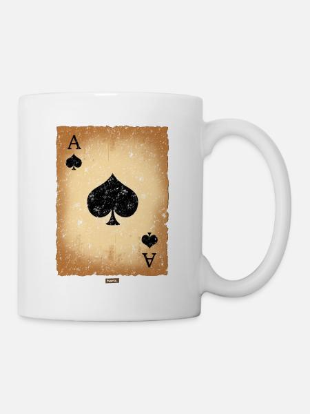 Spielkarte Pik Ass HARIZ Karneval Kostuem Koeln - Tasse - Weiß