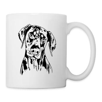 DOBERMANN Doberman Pinscher Hundeportrait Wilsigns - Tasse - Weiß - Rechts