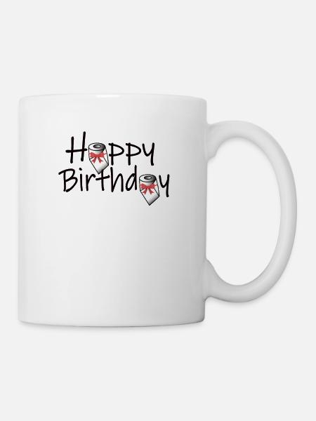 Cadeau de papier toilette joyeux anniversaire - Mug blanc - blanc