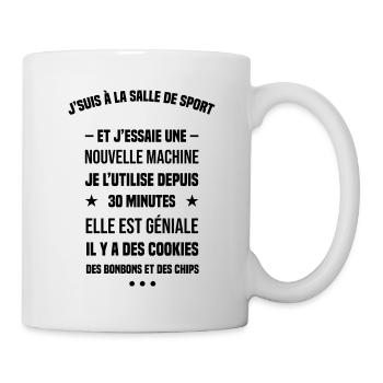 j'suis à la salle de sport et j'essaie cadeau - Mug blanc - blanc - Droite