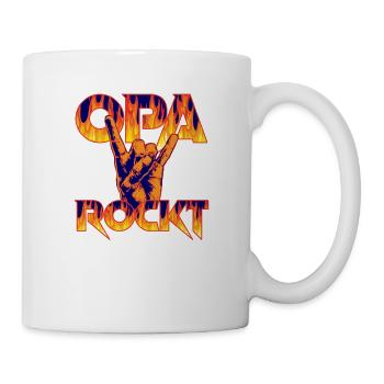 Opa rockt die Familie Vatertag Geschenk Gitarrist - Tasse - Weiß - Rechts