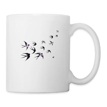 Schwalbenschwarm Abbildung - Tasse - Weiß - Rechts