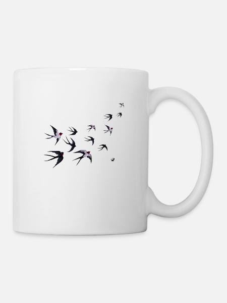 Schwalbenschwarm Abbildung - Tasse - Weiß