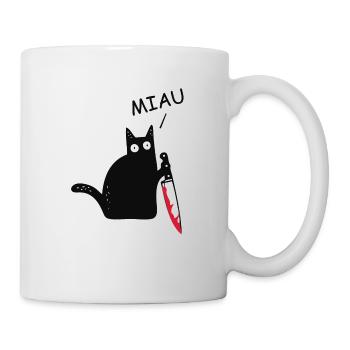 Meow Funny Cat Killer Cat Meme Black Cat - Mug - white - Right
