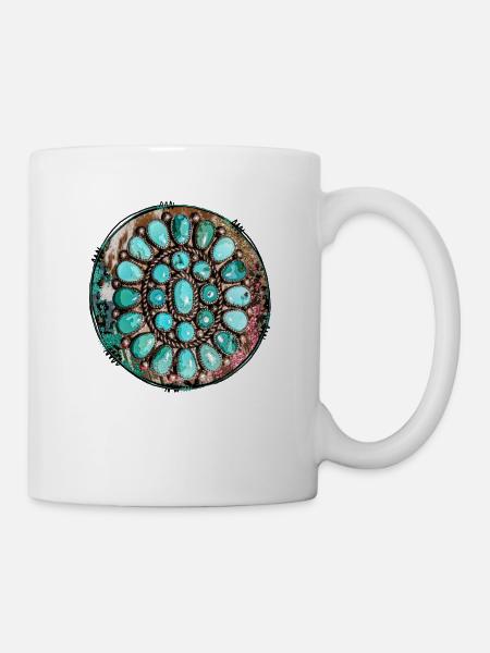 Türkisfarbener westlicher Edelstein - Tasse - Weiß