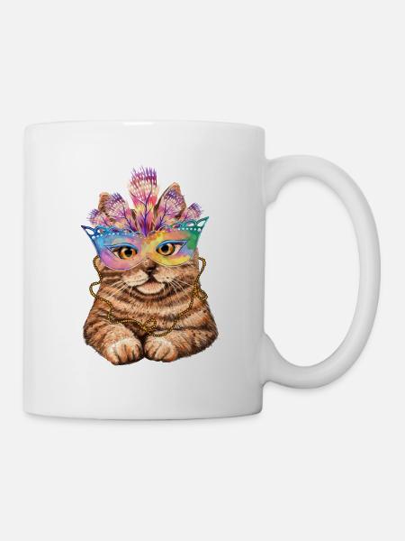 Karneval Katze - Tasse - Weiß