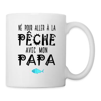 né pour aller à la pêche avec mon papa père fils - Mug blanc - blanc - Droite