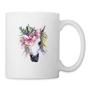 Pferd Blumen einhorn - Tasse - Weiß - Rechts