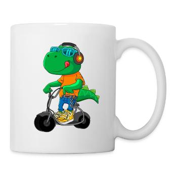 Dino Scooter Dino Liebhaber Lustige Geschenkidee - Tasse - Weiß - Rechts