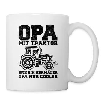 Opa Mit Traktor Wie Ein Normaler Opa Nur Cooler La - Tasse - Weiß - Rechts