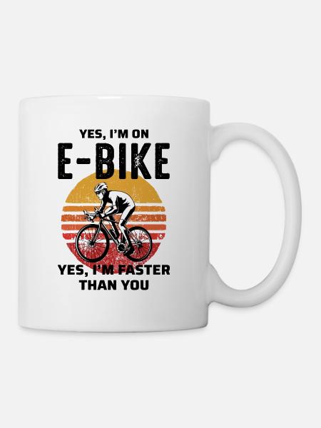 E-Bike Elektrofahrrad Fahrrad Radfahren Biker Mtb - Tasse - Weiß