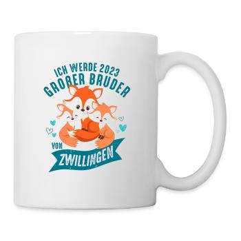 Zwillinge Schwangerschaft Fuchs Großer Bruder 2023 - Tasse - Weiß - Rechts