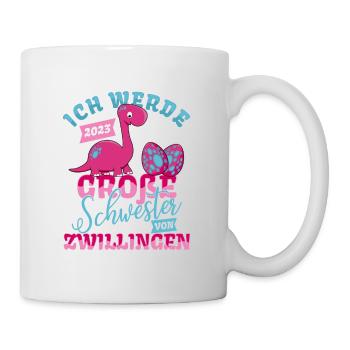 Große Schwester von Zwillingen 2023 - Zwillinge - Tasse - Weiß - Rechts