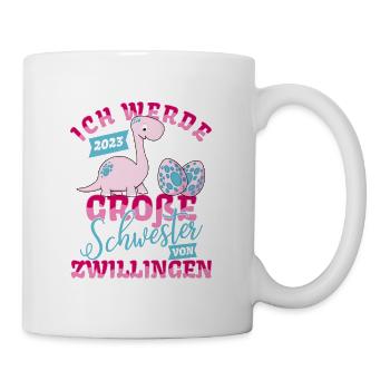 Große Schwester von Zwillingen 2023 - Zwillinge - Tasse - Weiß - Rechts