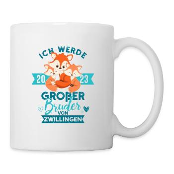 Zwillinge Schwangerschaft Fuchs Großer Bruder 2023 - Tasse - Weiß - Rechts