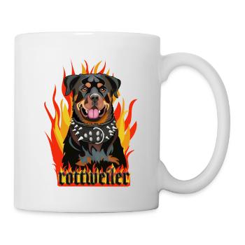 rottweiler fire - Mug blanc - blanc - Droite