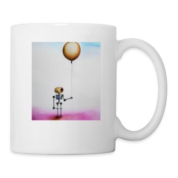 Einsamer Roboter hält Ballon - Tasse - Weiß - Rechts