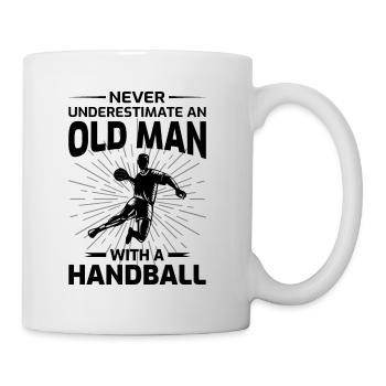 Old Man Handball Player Handballer Dad Grandpa - Mug - white - Right