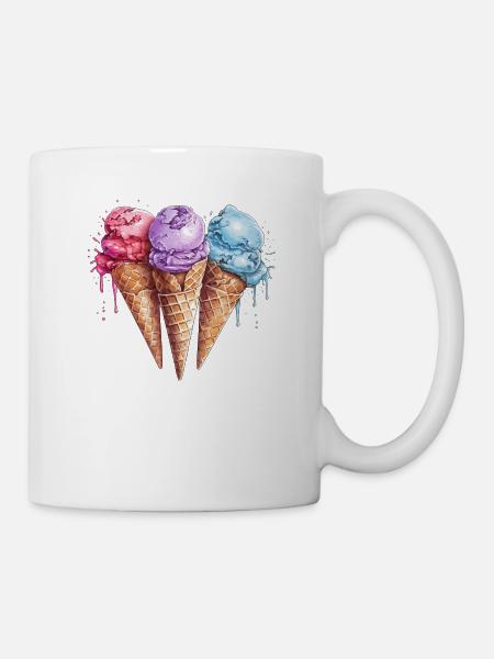 delicious ice cream in ice cream cone - Mug - white