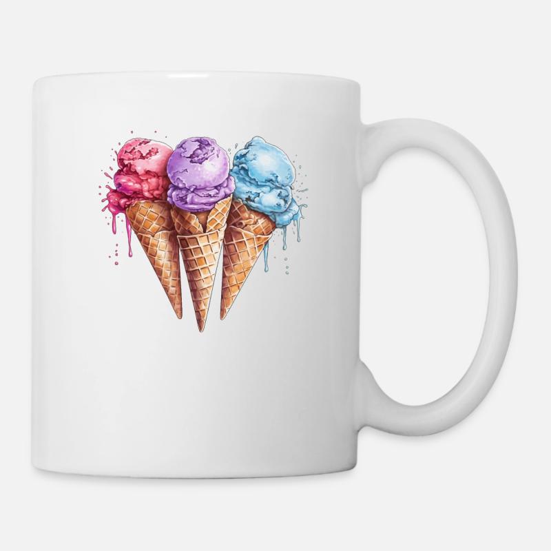 leckere Eiscreme in Eiswaffel - Tasse - Weiß