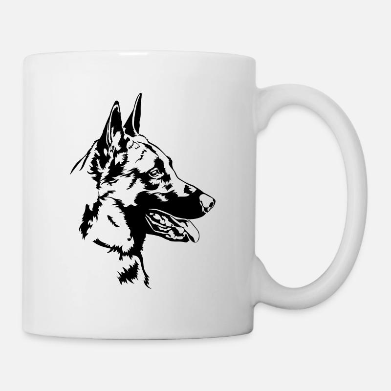 Belge Malinois Portrait Chien Chiens Wilsigns - Mug blanc - blanc