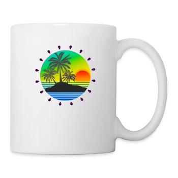 Schönes Inselbild mit Sonnenstrahlen. Urlaubsmotiv - Tasse - Weiß - Rechts
