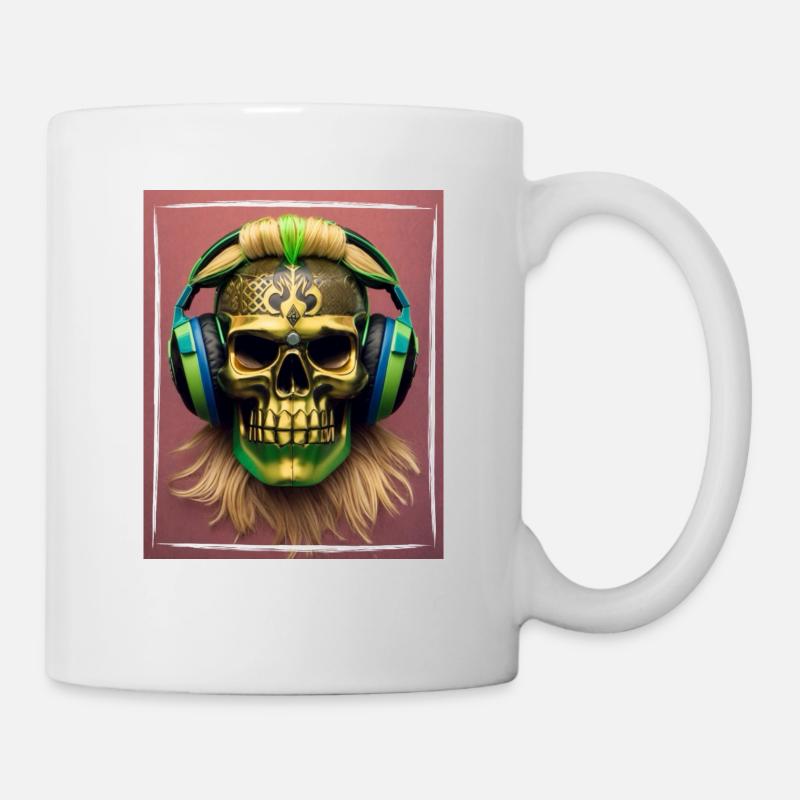 DJ Tiki Skull - Tasse - Weiß