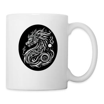 Tribal Dragon Black and White - Mug - white - Right