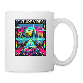 Future Vibes - Futuristische Neon-Cityscape - Tasse - Weiß - Rechts