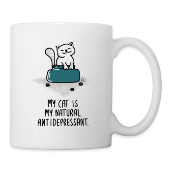 Mon chat est mon antidépresseur naturel - Cat Love - Mug blanc - blanc - Droite