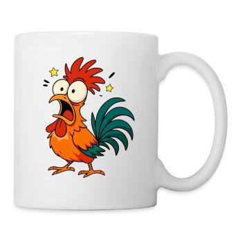 Crazy Rooster – Funny Chicken Cartoon Meme Design - Tasse - Weiß - Rechts