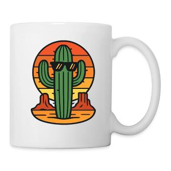 Sunset cactus with sunglasses - Mug - white - Right