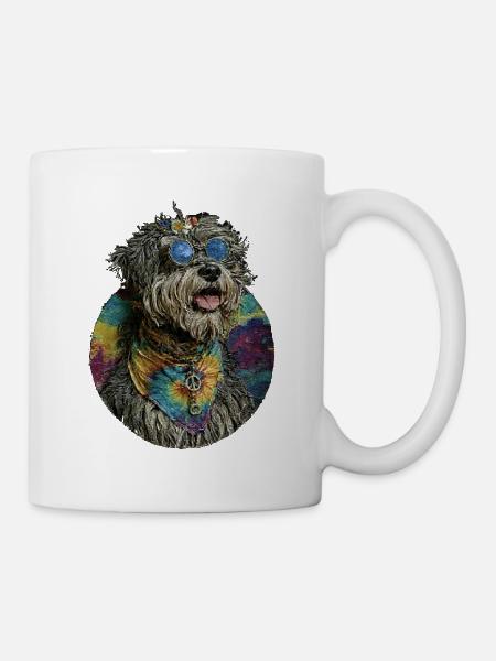 Hippie Hund - Tasse - Weiß