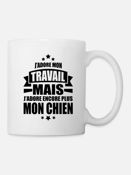 j'adore mon chien - Mug blanc - blanc