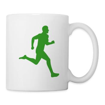drawing running sprint run runner silhouette - Mug - white - Right