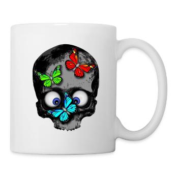 Totenkopf Schmetterlinge / skull butterflies - Tasse - Weiß - Rechts