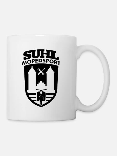 Suhl Mopedsport Schwalbe 2 Logo - Tasse - Weiß