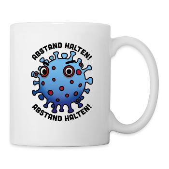 Abstand halten: Coronavirus - Tasse - Weiß - Rechts