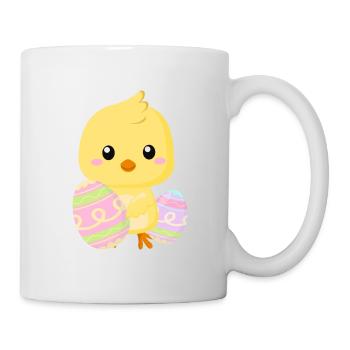Cute little Easter chick with Easter eggs - Mug - white - Right