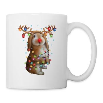 Christmas Rabbit - Funny Cute Reindeer Xmas Rabbit - Mug - white - Right